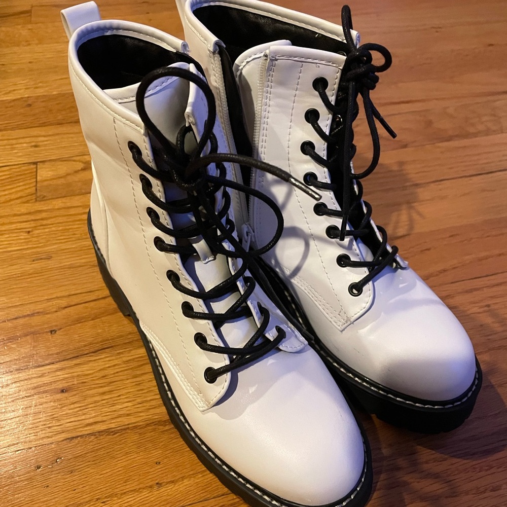 White Combat Boots